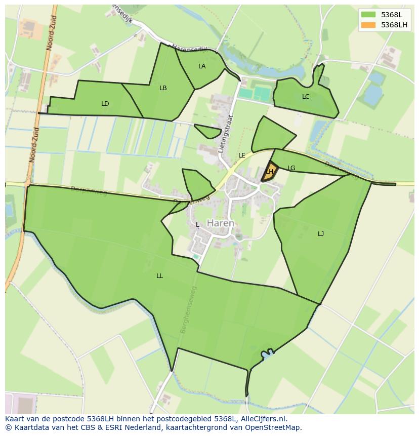 Afbeelding van het postcodegebied 5368 LH op de kaart.