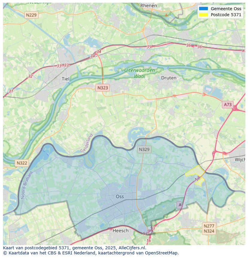 Afbeelding van het postcodegebied 5371 op de kaart.