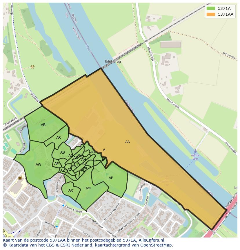 Afbeelding van het postcodegebied 5371 AA op de kaart.