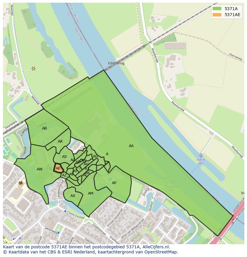 Afbeelding van het postcodegebied 5371 AE op de kaart.