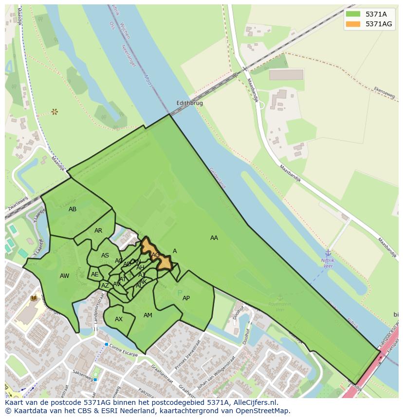 Afbeelding van het postcodegebied 5371 AG op de kaart.