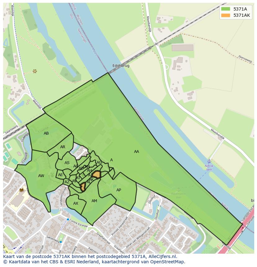 Afbeelding van het postcodegebied 5371 AK op de kaart.