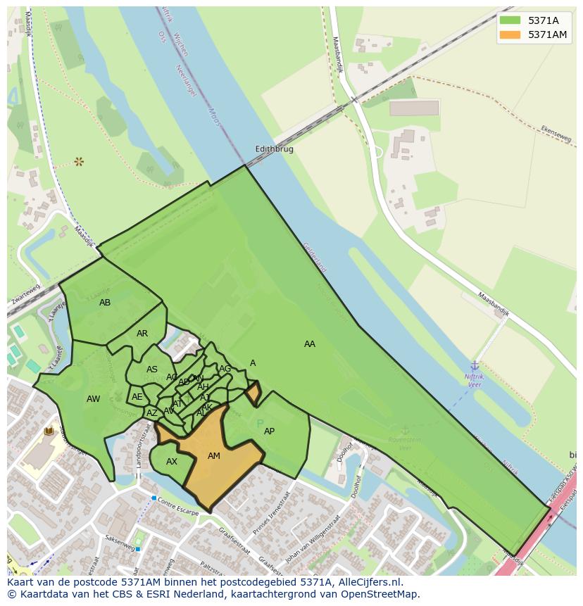 Afbeelding van het postcodegebied 5371 AM op de kaart.