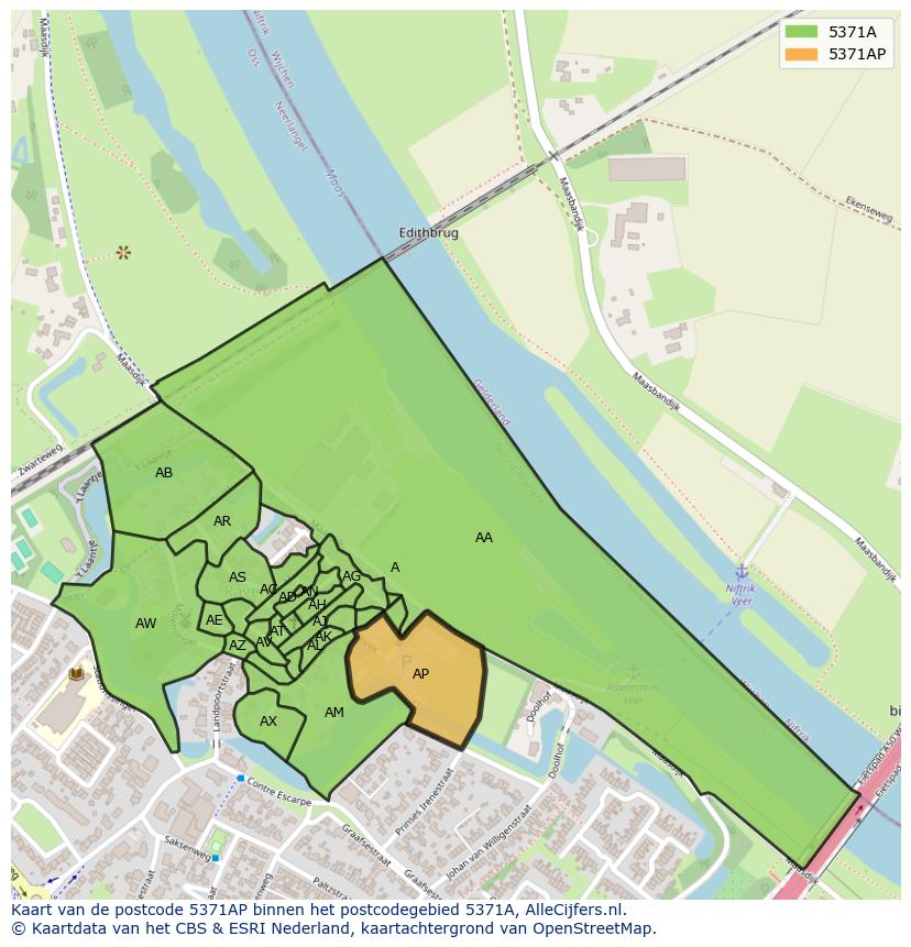 Afbeelding van het postcodegebied 5371 AP op de kaart.