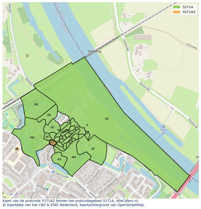 Afbeelding van het postcodegebied 5371 AZ op de kaart.