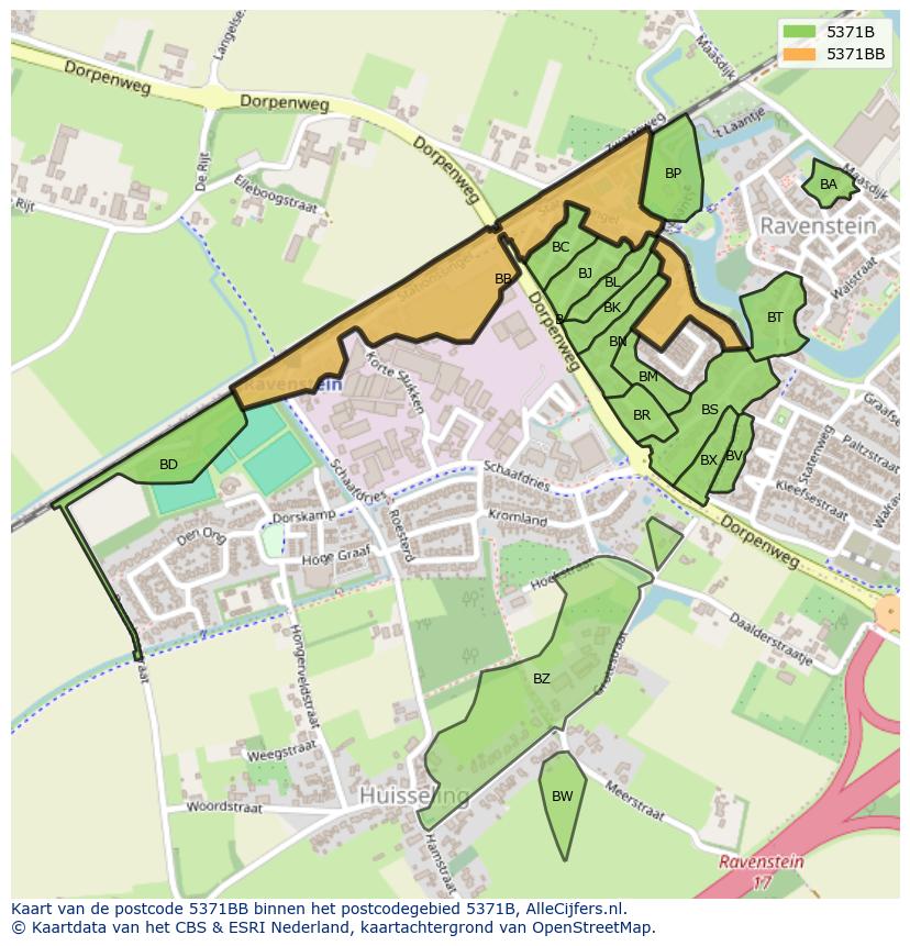 Afbeelding van het postcodegebied 5371 BB op de kaart.
