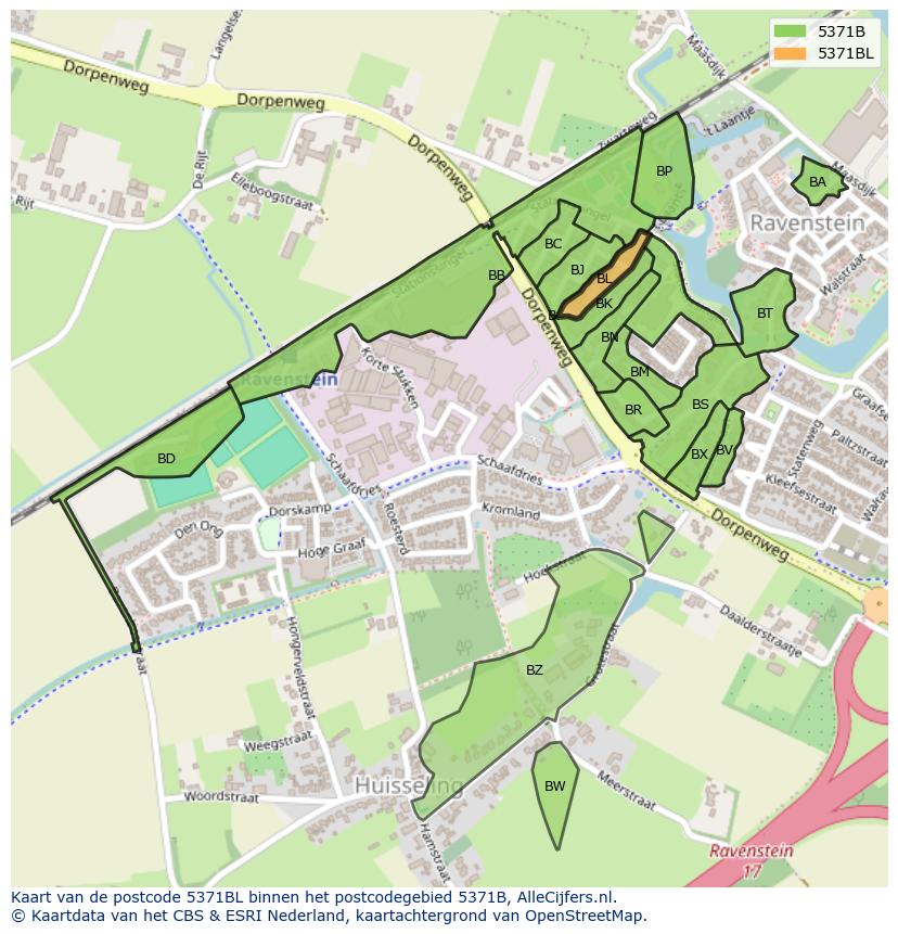 Afbeelding van het postcodegebied 5371 BL op de kaart.