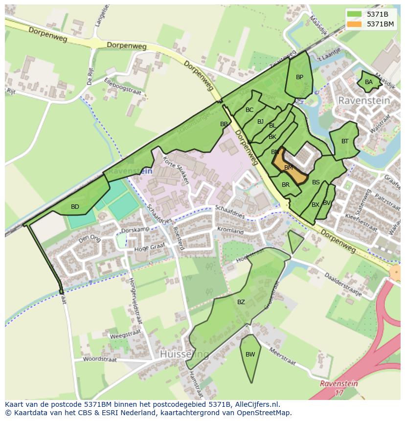 Afbeelding van het postcodegebied 5371 BM op de kaart.