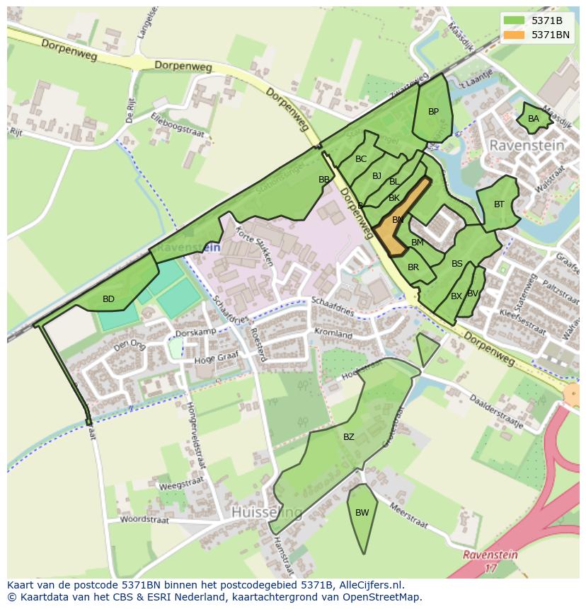 Afbeelding van het postcodegebied 5371 BN op de kaart.