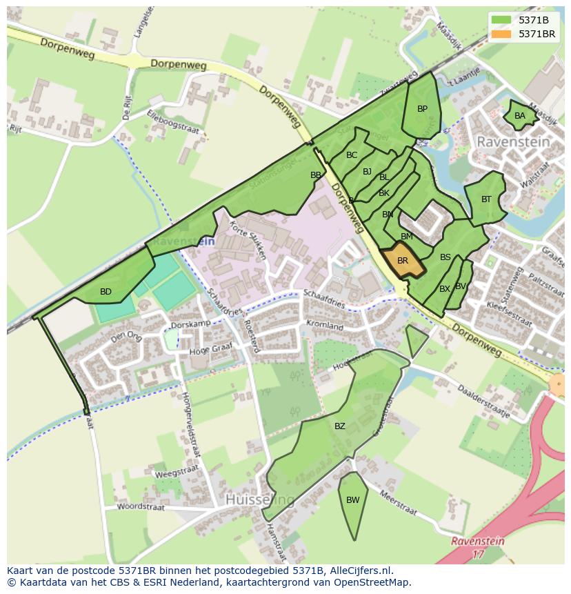 Afbeelding van het postcodegebied 5371 BR op de kaart.