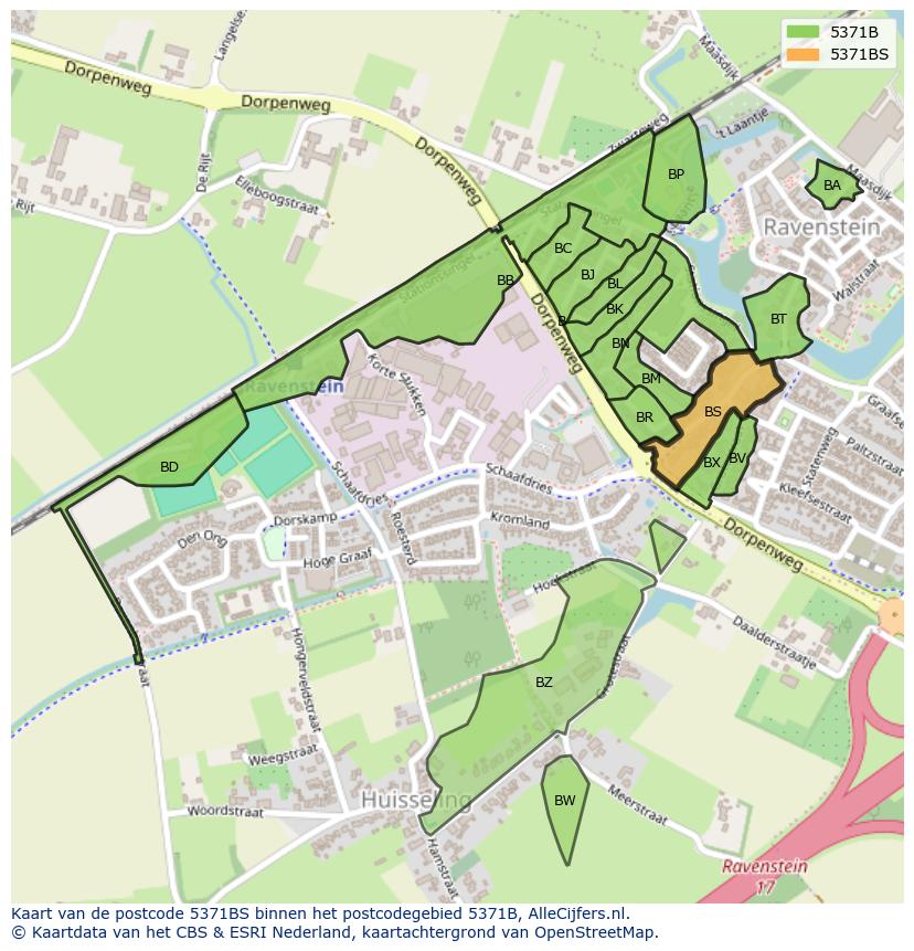 Afbeelding van het postcodegebied 5371 BS op de kaart.