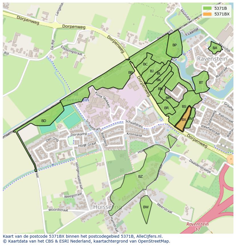 Afbeelding van het postcodegebied 5371 BX op de kaart.