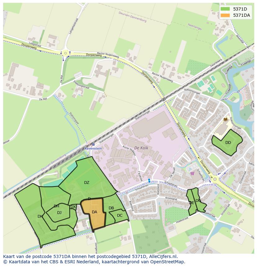 Afbeelding van het postcodegebied 5371 DA op de kaart.