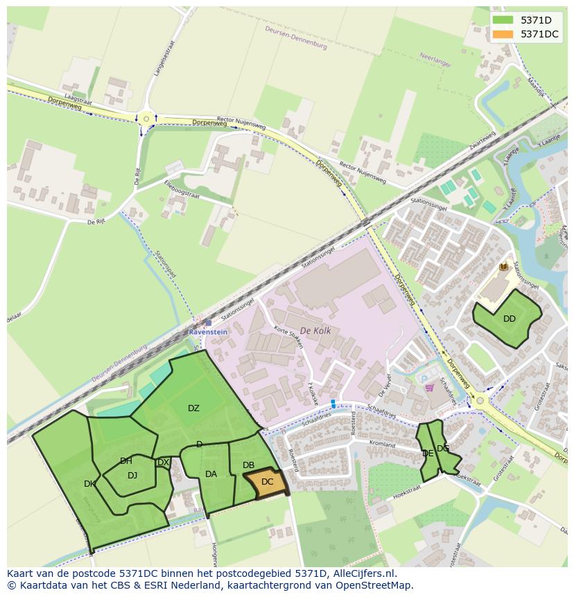 Afbeelding van het postcodegebied 5371 DC op de kaart.