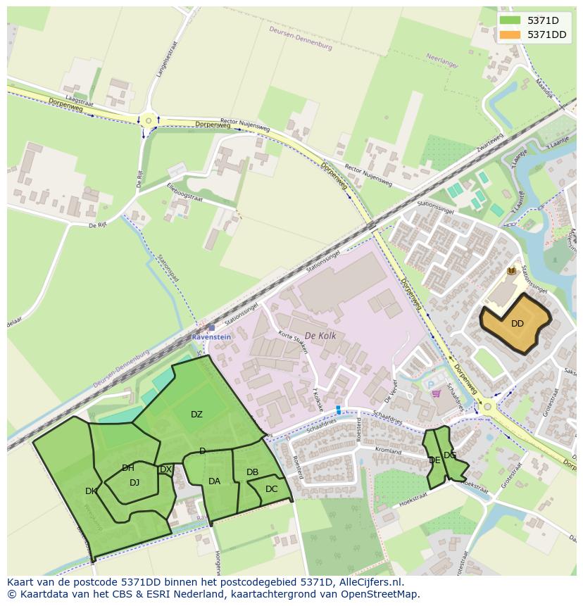 Afbeelding van het postcodegebied 5371 DD op de kaart.