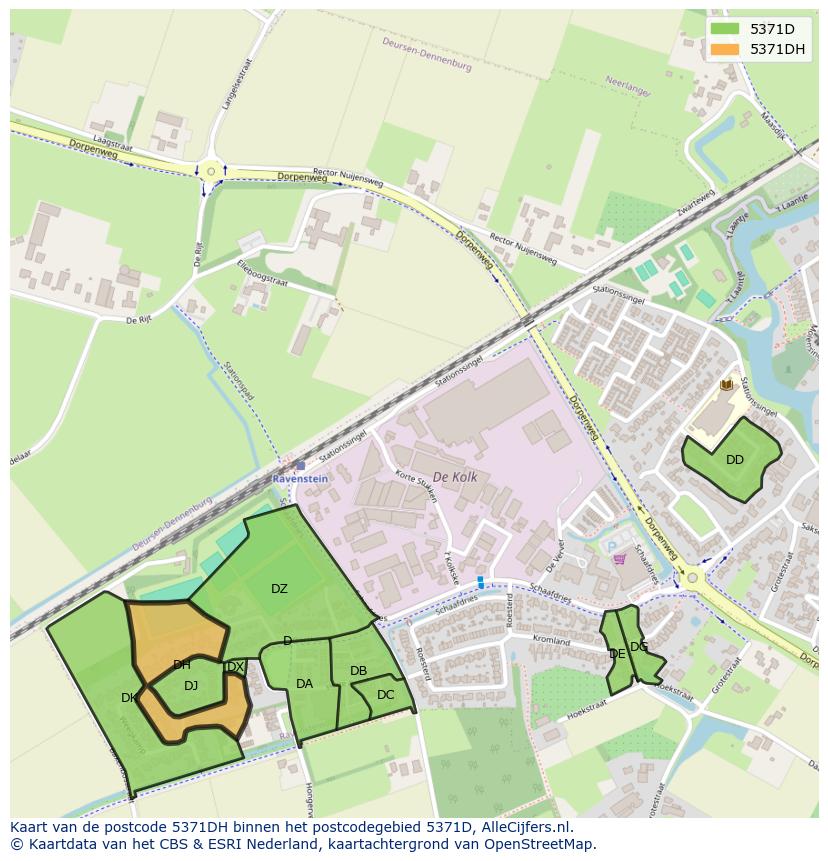Afbeelding van het postcodegebied 5371 DH op de kaart.
