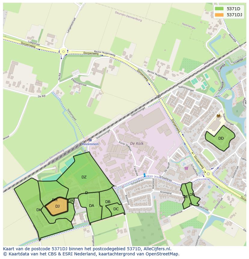 Afbeelding van het postcodegebied 5371 DJ op de kaart.