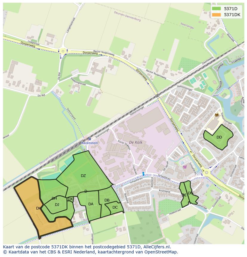 Afbeelding van het postcodegebied 5371 DK op de kaart.