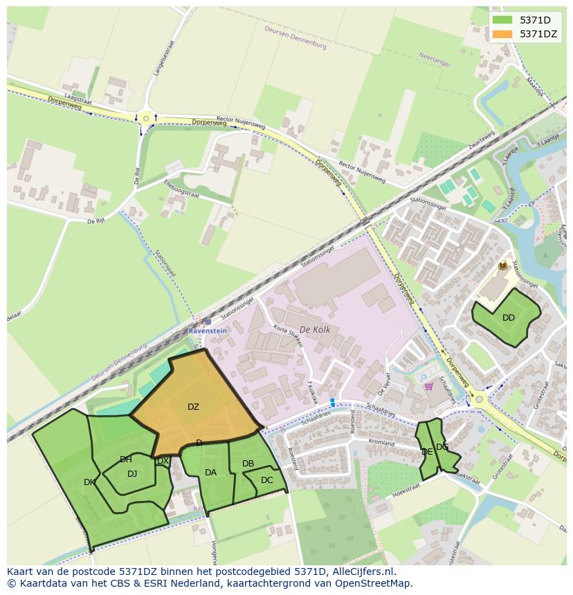 Afbeelding van het postcodegebied 5371 DZ op de kaart.
