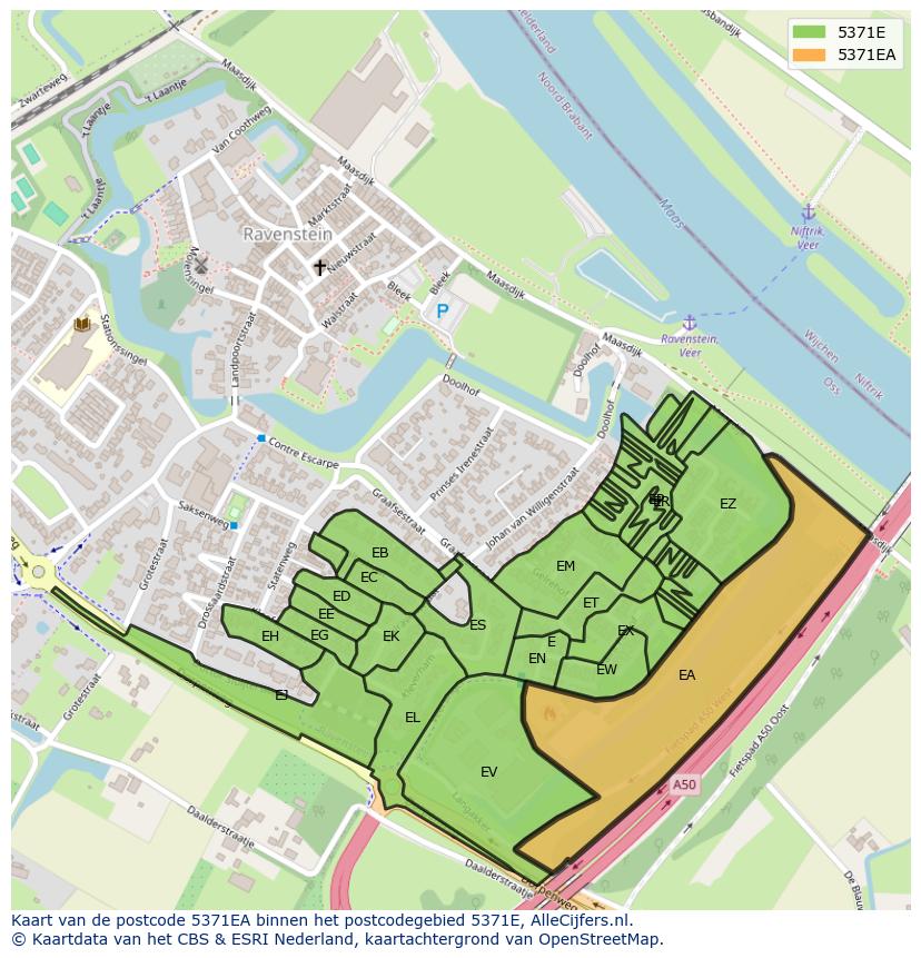 Afbeelding van het postcodegebied 5371 EA op de kaart.