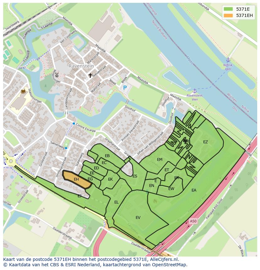 Afbeelding van het postcodegebied 5371 EH op de kaart.