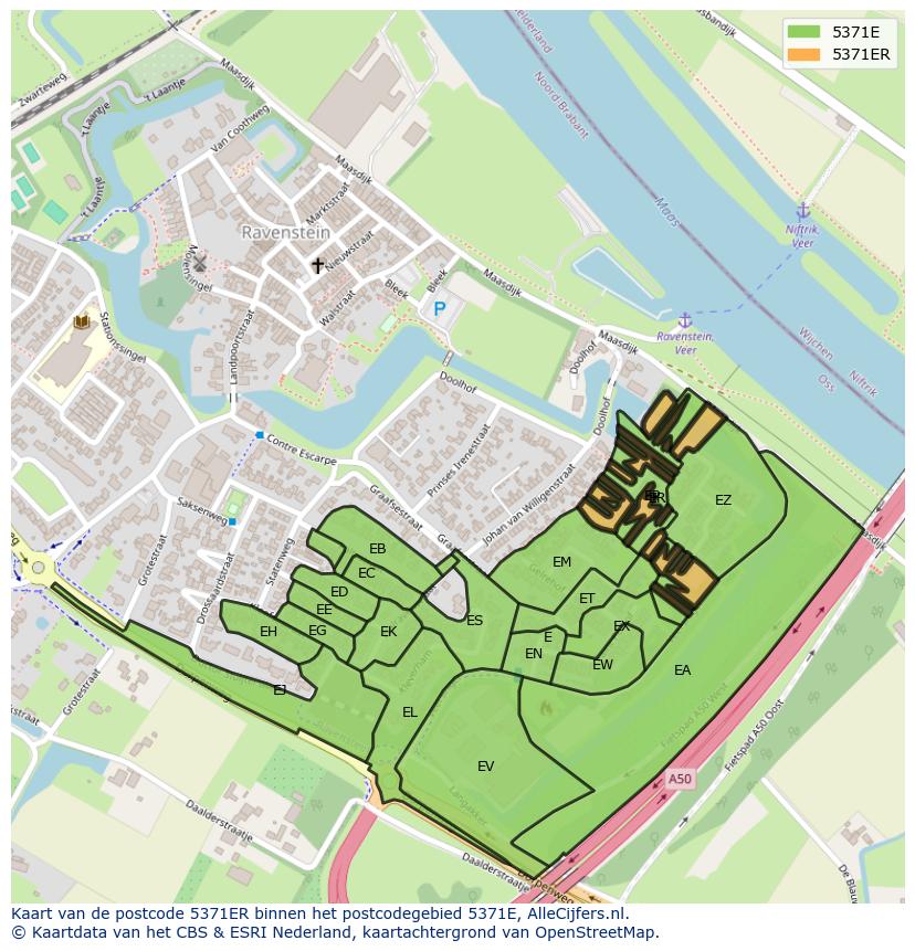 Afbeelding van het postcodegebied 5371 ER op de kaart.