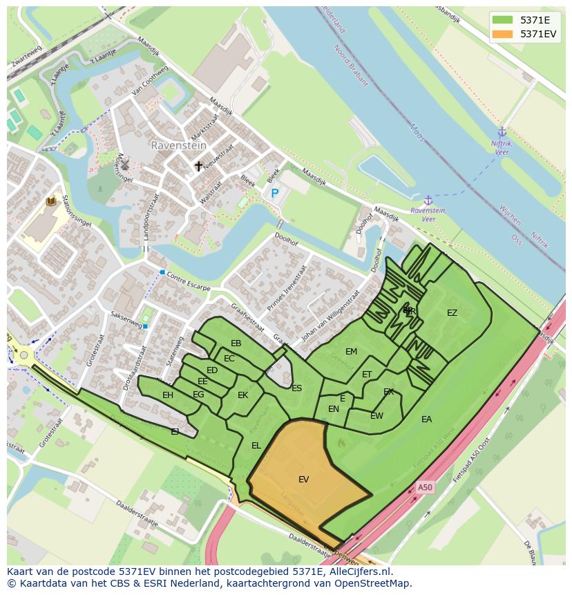 Afbeelding van het postcodegebied 5371 EV op de kaart.