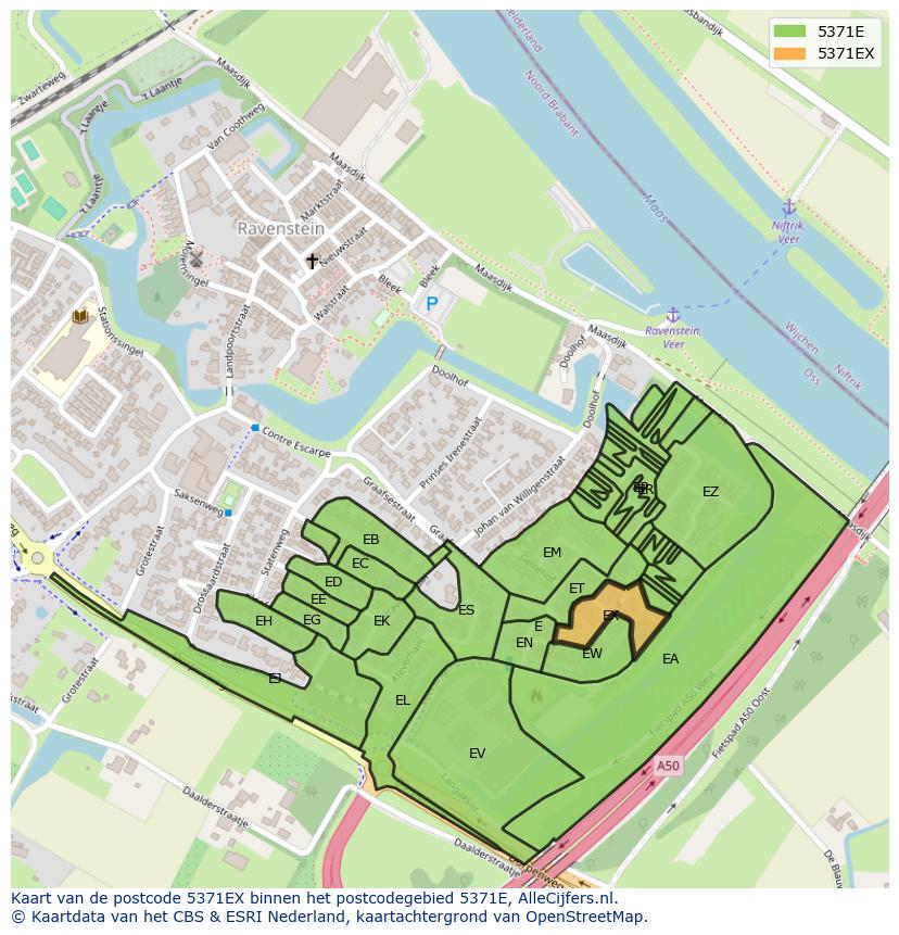 Afbeelding van het postcodegebied 5371 EX op de kaart.
