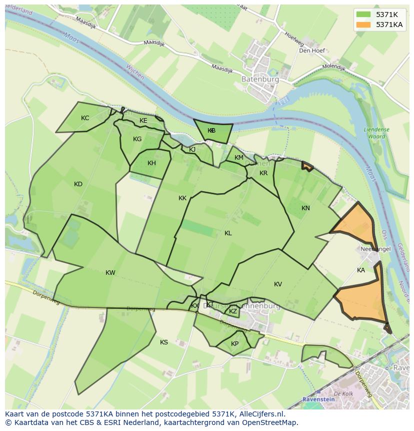 Afbeelding van het postcodegebied 5371 KA op de kaart.
