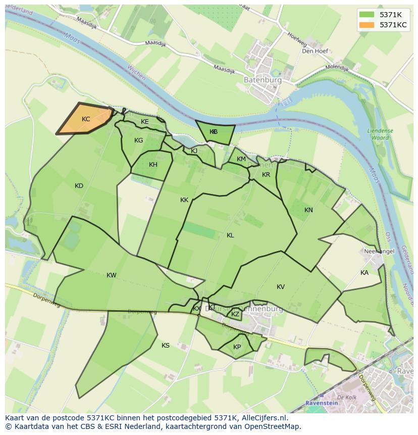 Afbeelding van het postcodegebied 5371 KC op de kaart.