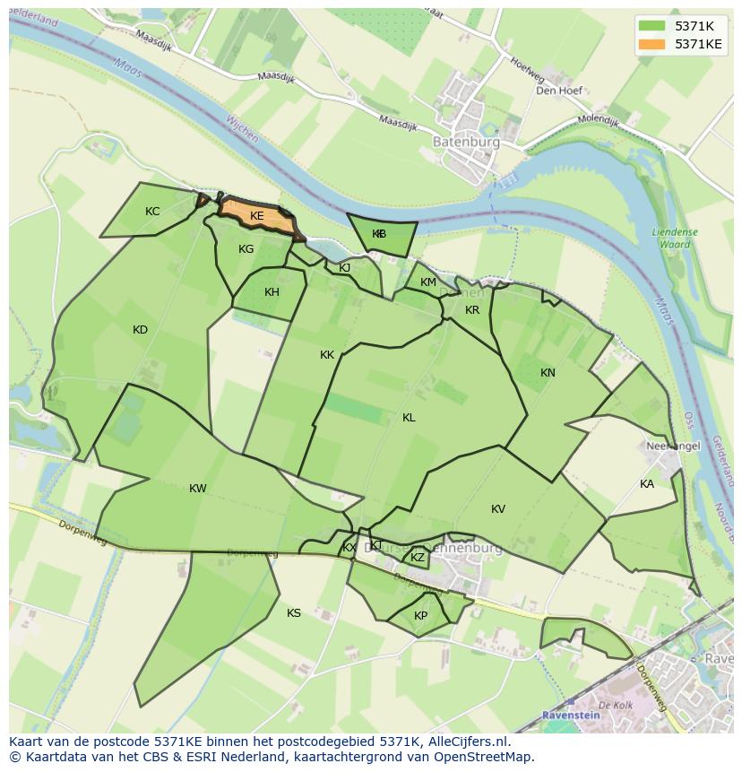 Afbeelding van het postcodegebied 5371 KE op de kaart.