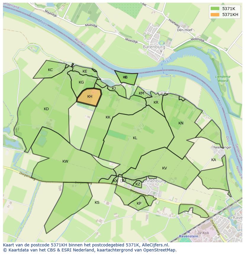 Afbeelding van het postcodegebied 5371 KH op de kaart.
