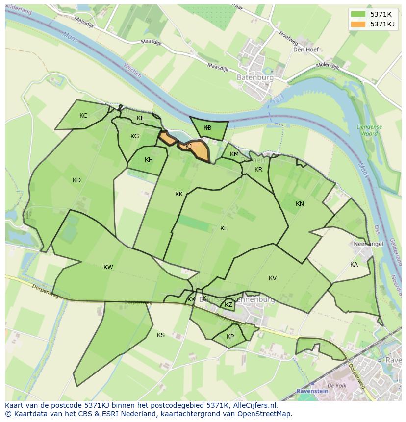 Afbeelding van het postcodegebied 5371 KJ op de kaart.