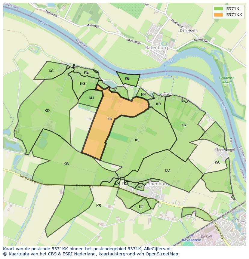 Afbeelding van het postcodegebied 5371 KK op de kaart.