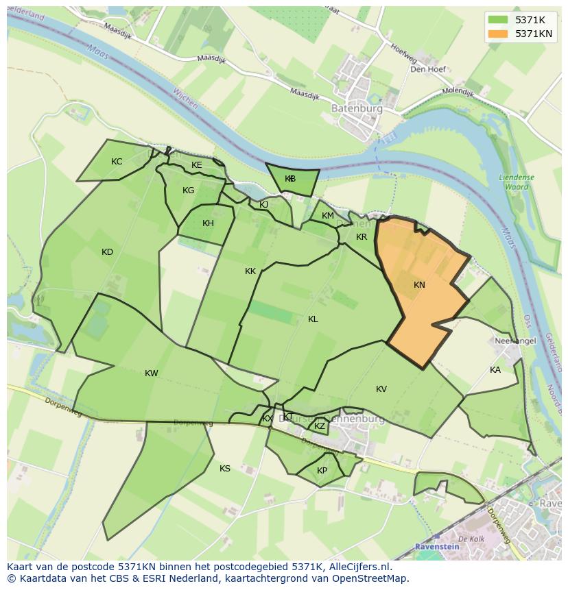 Afbeelding van het postcodegebied 5371 KN op de kaart.