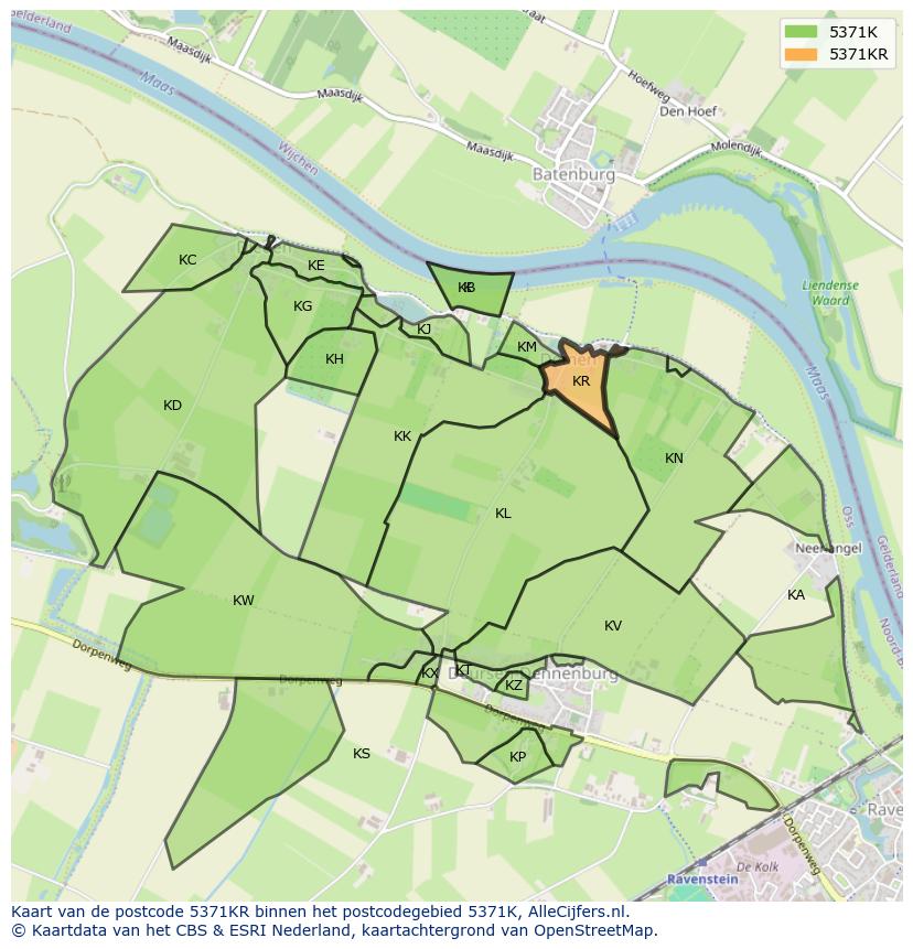 Afbeelding van het postcodegebied 5371 KR op de kaart.