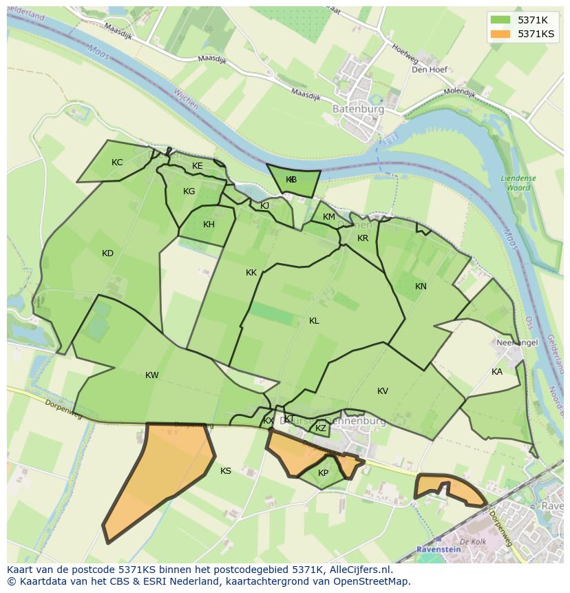 Afbeelding van het postcodegebied 5371 KS op de kaart.
