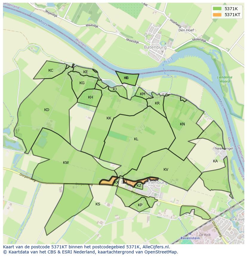 Afbeelding van het postcodegebied 5371 KT op de kaart.