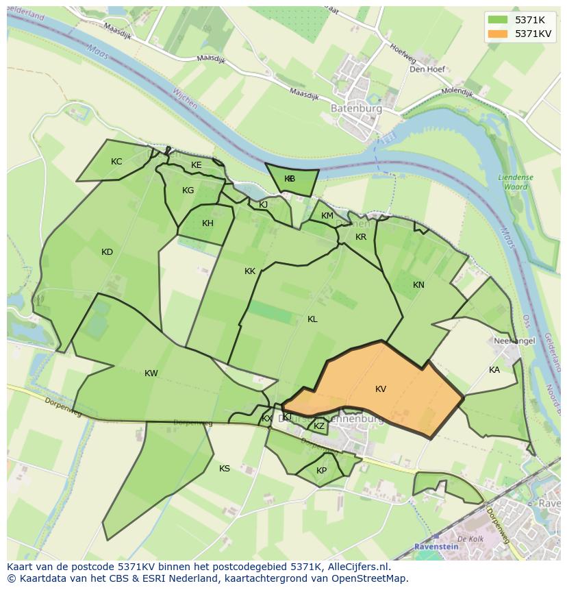 Afbeelding van het postcodegebied 5371 KV op de kaart.