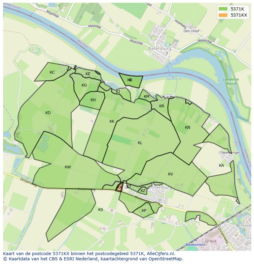 Afbeelding van het postcodegebied 5371 KX op de kaart.