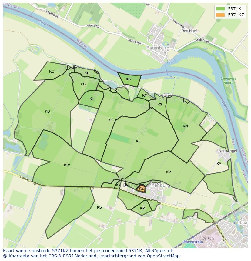 Afbeelding van het postcodegebied 5371 KZ op de kaart.