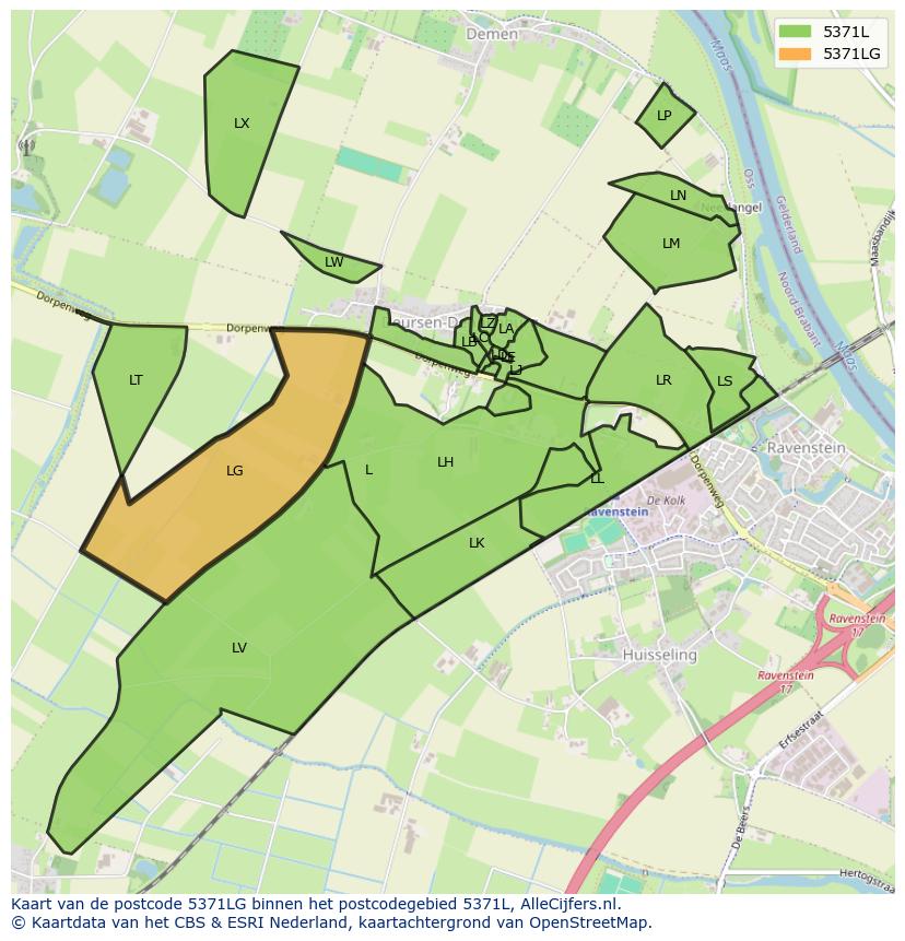 Afbeelding van het postcodegebied 5371 LG op de kaart.