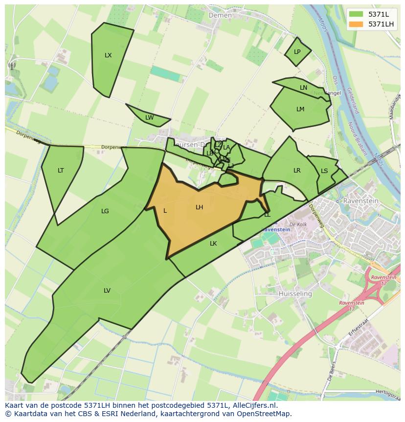 Afbeelding van het postcodegebied 5371 LH op de kaart.