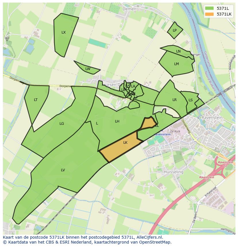 Afbeelding van het postcodegebied 5371 LK op de kaart.