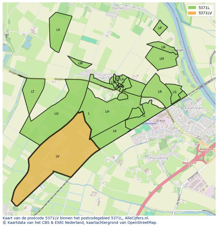 Afbeelding van het postcodegebied 5371 LV op de kaart.