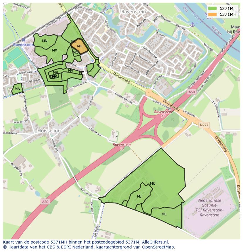 Afbeelding van het postcodegebied 5371 MH op de kaart.