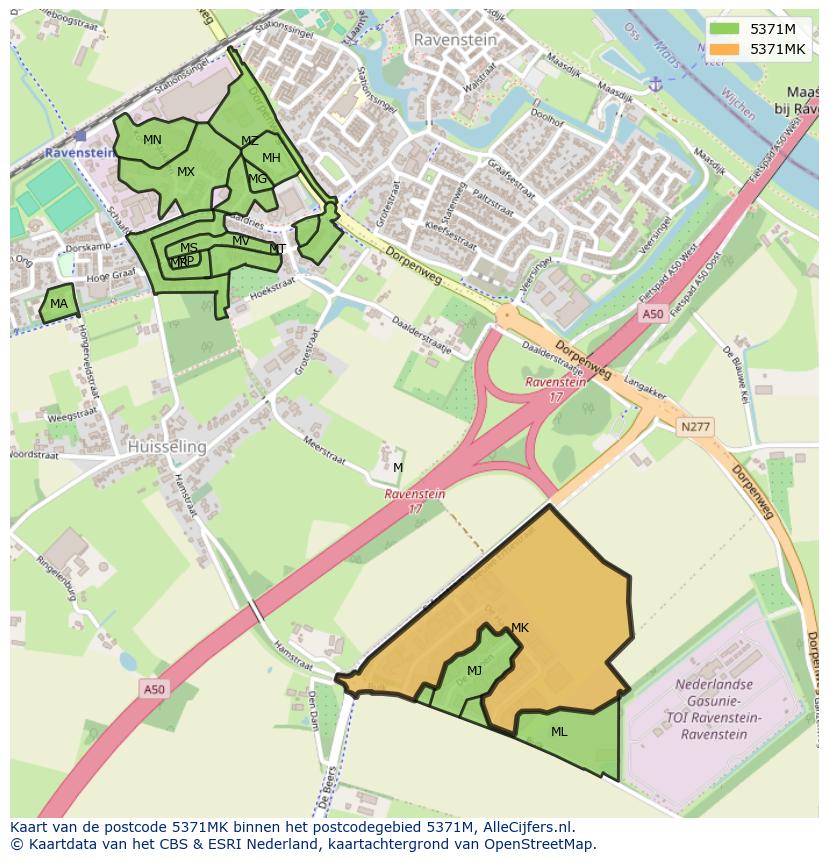 Afbeelding van het postcodegebied 5371 MK op de kaart.