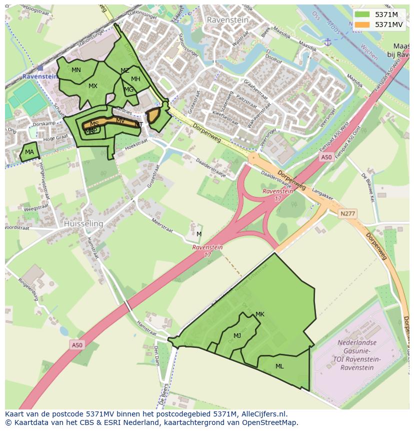 Afbeelding van het postcodegebied 5371 MV op de kaart.
