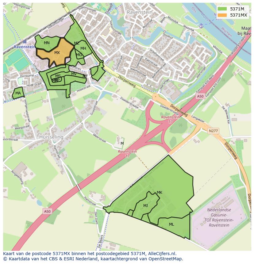Afbeelding van het postcodegebied 5371 MX op de kaart.