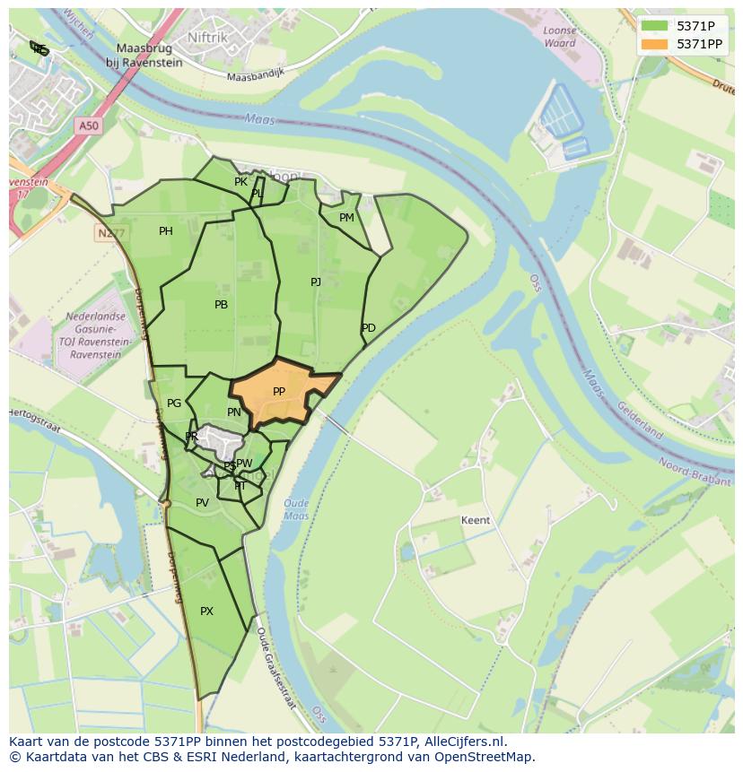 Afbeelding van het postcodegebied 5371 PP op de kaart.